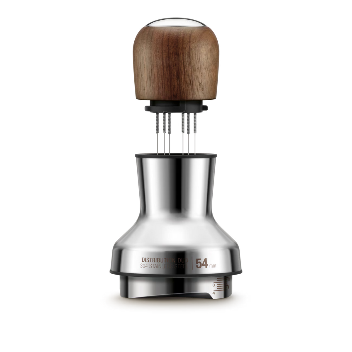 Sage - The Distribution Duo 54mm - Distributore E Livellatore Per Caffè 2 In 1 - Pin Regolabili E Altezza, Compatibile Con Portafiltro 54mm Delle Macchine Da Caffè - Legno Di Noce