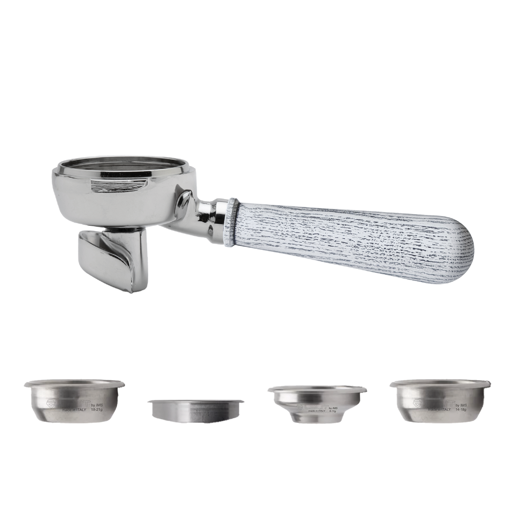 Lelit58 Portafilter – 58 mm with Spouts – 2-way, White Ash