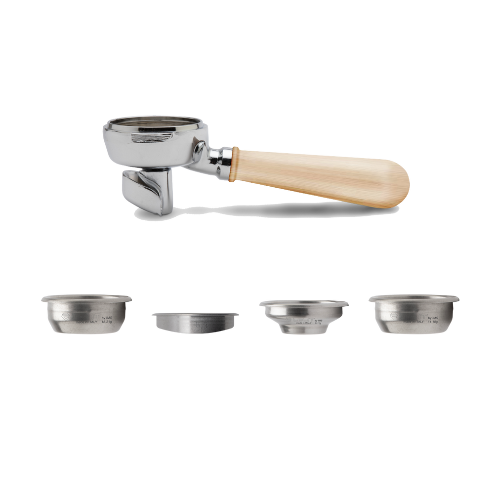 Lelit58 Portafilter – 58 mm with Spouts – 2-way, Maple