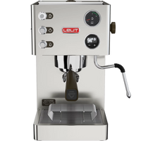 Lelit Victoria PL91T espresso machine, front view with OLED display and pressure gauge
