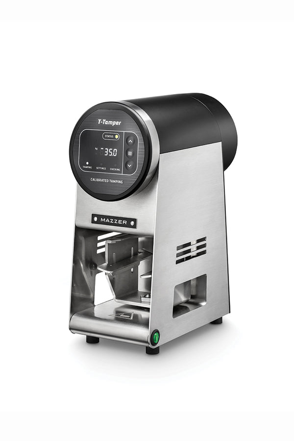 Mazzer T-Tamper automatic tamper, black, three-quarter view